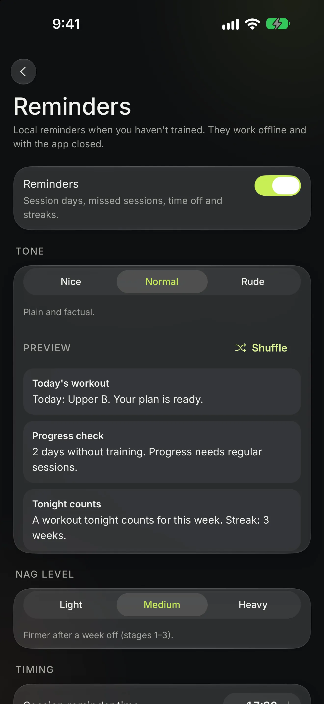 Reminders: pick the tone, set quiet hours